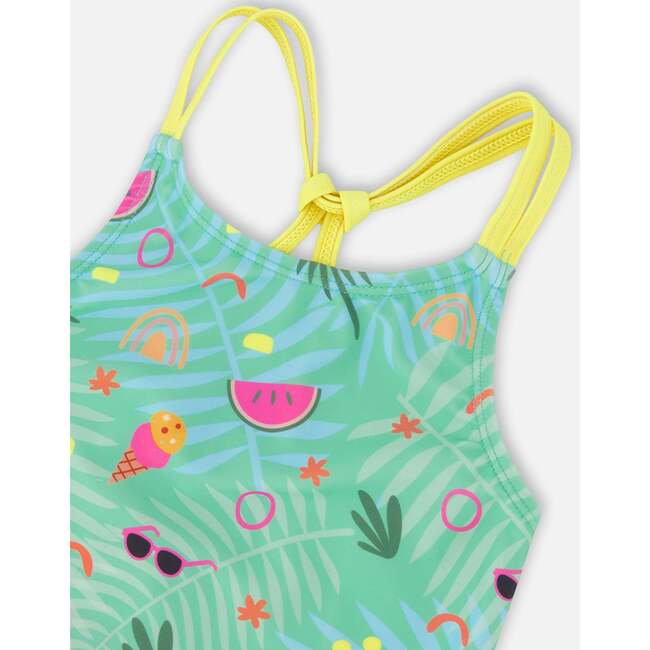 Two-Piece Swimsuit, Green Beach Print - Two Pieces - 4