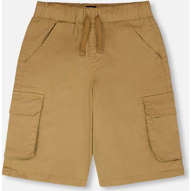 Stretch Twill Bermuda With Cargo Pockets, Beige