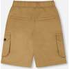 Stretch Twill Bermuda With Cargo Pockets, Beige - Shorts - 4