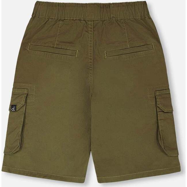 Stretch Twill Bermuda With Cargo Pockets, Dark Khaki Green - Shorts - 4