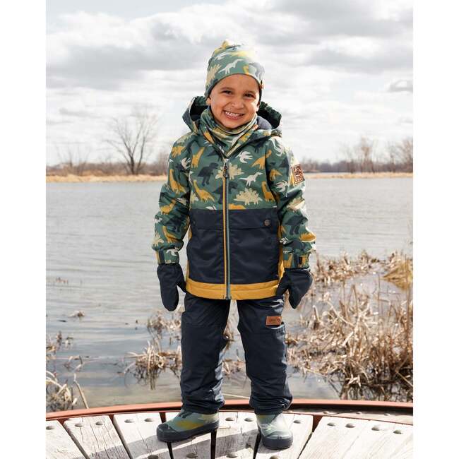 Stretch Jersey Neck Tube, Green Dinosaur Print