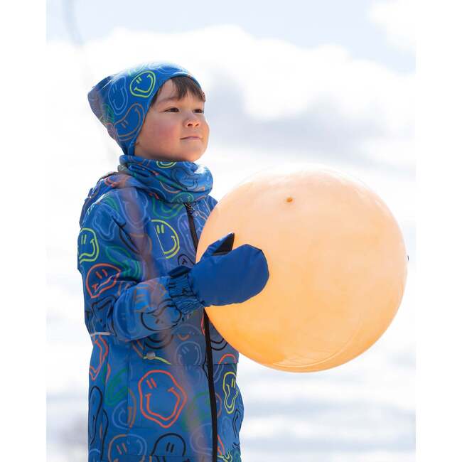 Stretch Jersey Neck Tube, Blue Printed Smileys