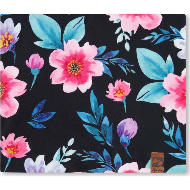 Stretch Jersey Neck Tube, Black Floral Print