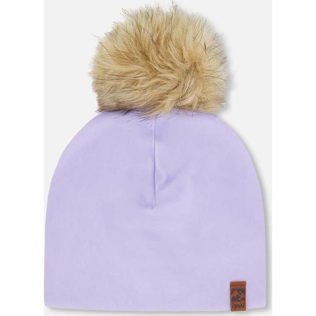 Stretch Jersey Hat With Pompom, Purple