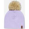 Stretch Jersey Hat With Pompom, Purple - Winter Hats - 1 - thumbnail