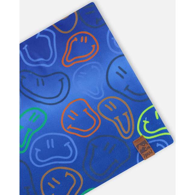 Stretch Jersey Neck Tube, Blue Printed Smileys - Scarves - 4