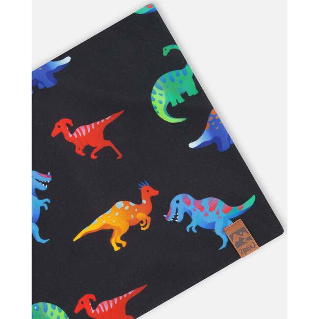 Stretch Jersey Neck Tube, Black Dinosaur Print - Scarves - 3