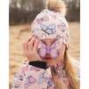 Stretch Jersey Hat With Pompom, Pink Printed Butterflies - Winter Hats - 2