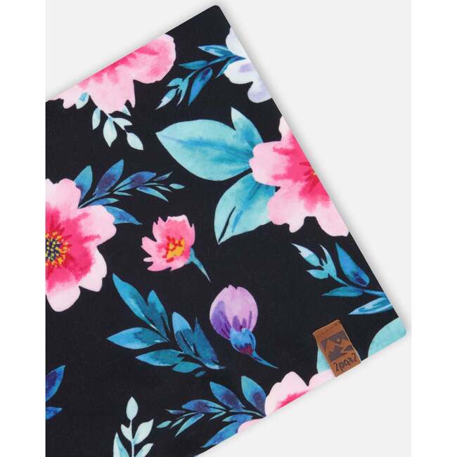 Stretch Jersey Neck Tube, Black Floral Print - Scarves - 3