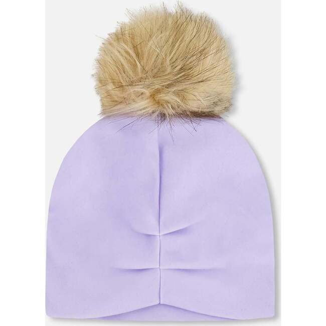 Stretch Jersey Hat With Pompom, Purple - Winter Hats - 3