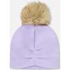 Stretch Jersey Hat With Pompom, Purple - Winter Hats - 3