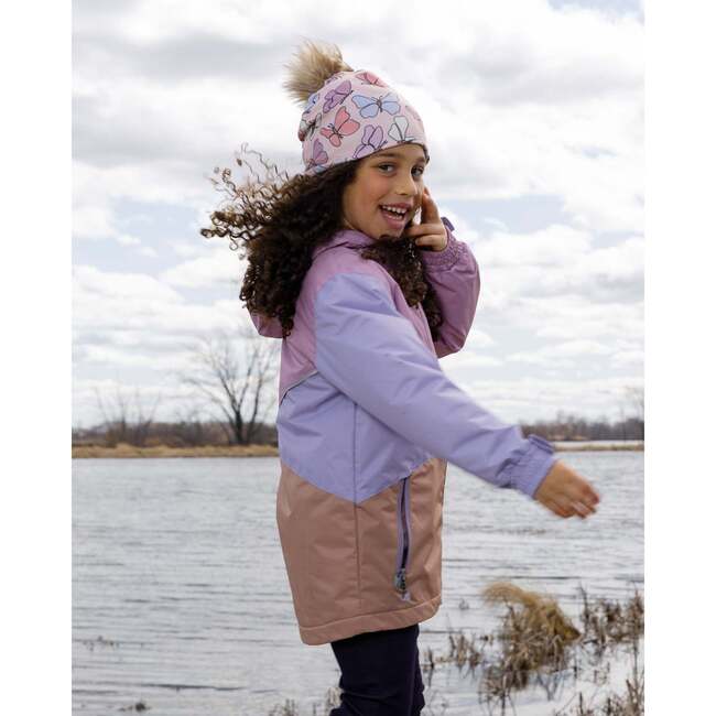 Stretch Jersey Hat With Pompom, Pink Printed Butterflies - Winter Hats - 3