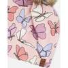 Stretch Jersey Hat With Pompom, Pink Printed Butterflies - Winter Hats - 5