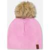 Stretch Jersey Hat With Pompom, Pink - Winter Hats - 1 - thumbnail