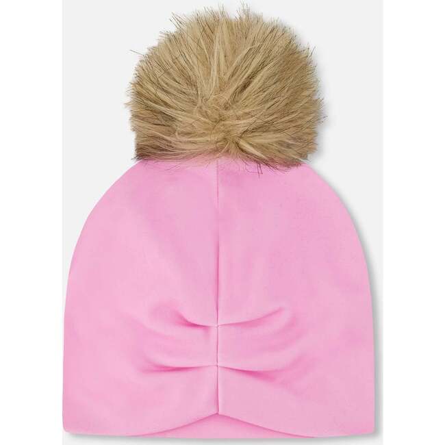 Stretch Jersey Hat With Pompom, Pink - Winter Hats - 3