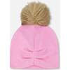 Stretch Jersey Hat With Pompom, Pink - Winter Hats - 3