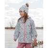 Stretch Jersey Hat With Pompom, Blue Mini Flower Print - Winter Hats - 3