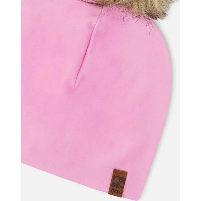 Stretch Jersey Hat With Pompom, Pink - Winter Hats - 4