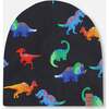 Stretch Jersey Beanie, Black Dinosaur Print - Winter Hats - 1 - thumbnail