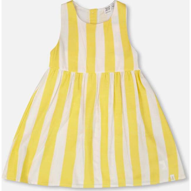 Sleeveless Dress, White And Yellow Stripes