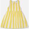 Sleeveless Dress, White And Yellow Stripes - Dresses - 1 - thumbnail