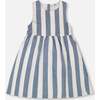 Sleeveless Dress, White And Blue Stripes - Dresses - 1 - thumbnail