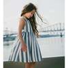 Sleeveless Dress, White And Blue Stripes - Dresses - 2 - thumbnail