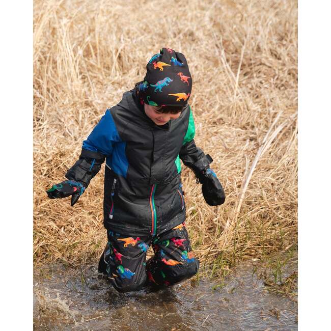 Stretch Jersey Beanie, Black Dinosaur Print
