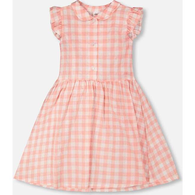 Sleeveless Button Down Dress, Pink Gingham