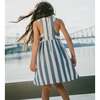 Sleeveless Dress, White And Blue Stripes - Dresses - 3 - thumbnail
