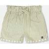 Shorts With Embroidery, Green & Off White Stripes - Shorts - 1 - thumbnail