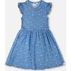 Sleeveless Button Down Dress, Blue Floral Print - Dresses - 1 - thumbnail