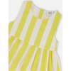 Sleeveless Dress, White And Yellow Stripes - Dresses - 4