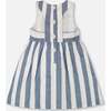 Sleeveless Dress, White And Blue Stripes - Dresses - 5 - thumbnail
