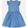 Sleeveless Button Down Dress, Blue Floral Print - Dresses - 3 - thumbnail