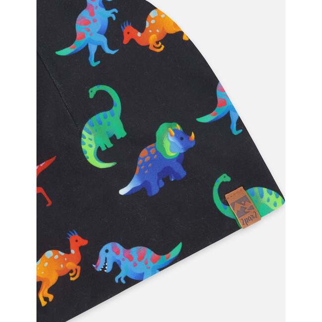 Stretch Jersey Beanie, Black Dinosaur Print - Winter Hats - 5