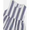 Sleeveless Dress, White And Blue Stripes - Dresses - 6 - thumbnail