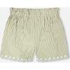 Shorts With Embroidery, Green & Off White Stripes - Shorts - 3 - thumbnail
