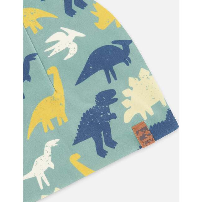 Stretch Jersey Beanie, Green Dinosaur Print - Winter Hats - 5