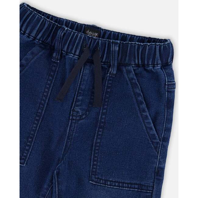 Stretch French Terry Denim Jogger, Navy Blue Denim - Jeans - 4