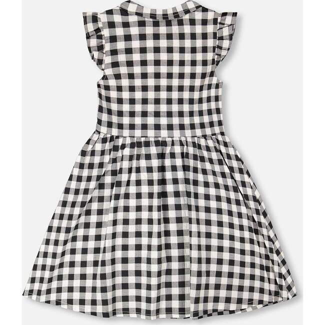 Sleeveless Button Down Dress, Black Gingham - Dresses - 3