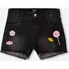 Shorts With Embroidery, Black Denim - Shorts - 1 - thumbnail