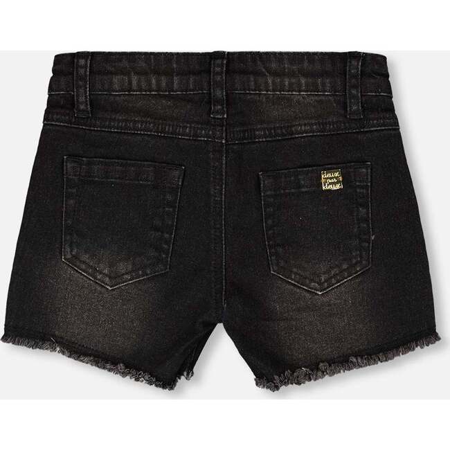 Shorts With Embroidery, Black Denim - Shorts - 3