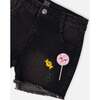 Shorts With Embroidery, Black Denim - Shorts - 4 - thumbnail