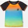 Short Sleeve Rashguard, Orange, Blue And Green Gradient - Rash Guards - 1 - thumbnail