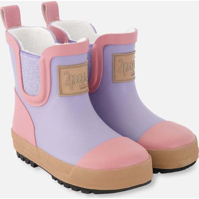 Short Rain Boots In Natural Rubber, Lavender