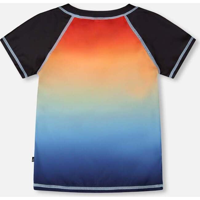 Short Sleeve Rashguard, Blue And Orange Gradient - Rash Guards - 4