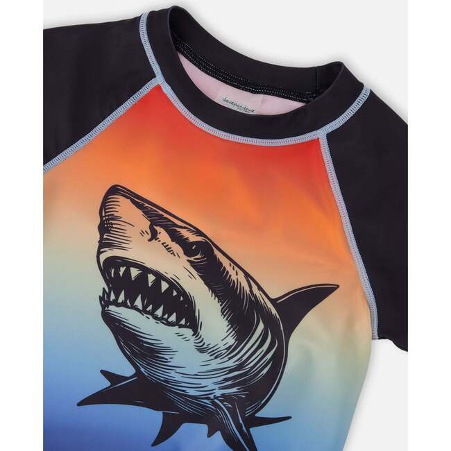 Short Sleeve Rashguard, Blue And Orange Gradient - Rash Guards - 5