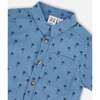Short Sleeve Chambray Shirt, Blue Chambray Palm Print - T-Shirts - 6