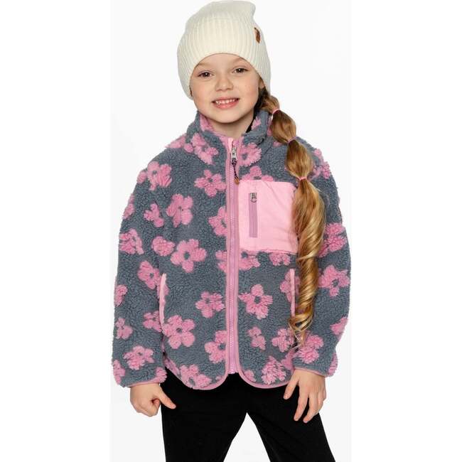 Sherpa Jacket, Pink Flowers